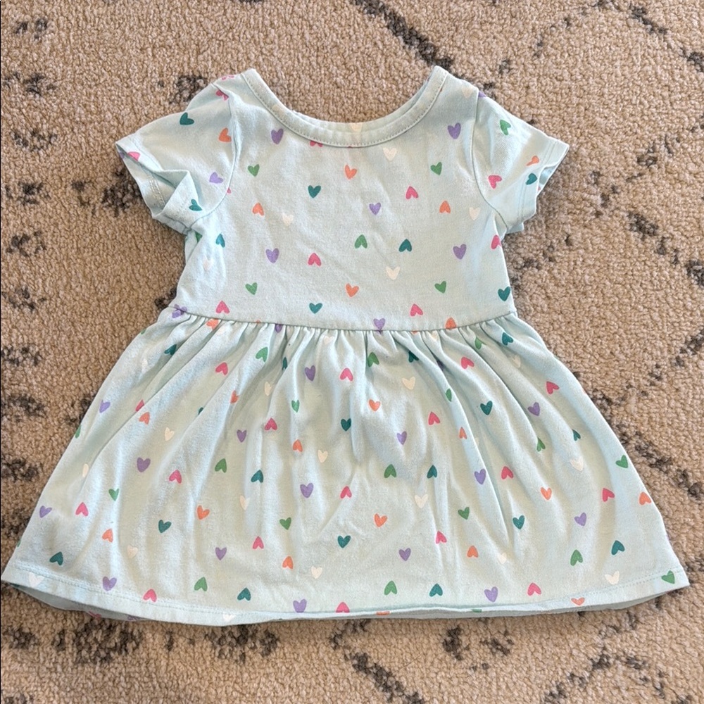 Green Casual Sundress with Crew Neck and Short Sleeves